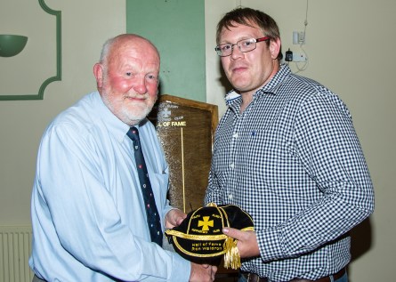 Ron Waldron presented HoF cap by Nicky Downs